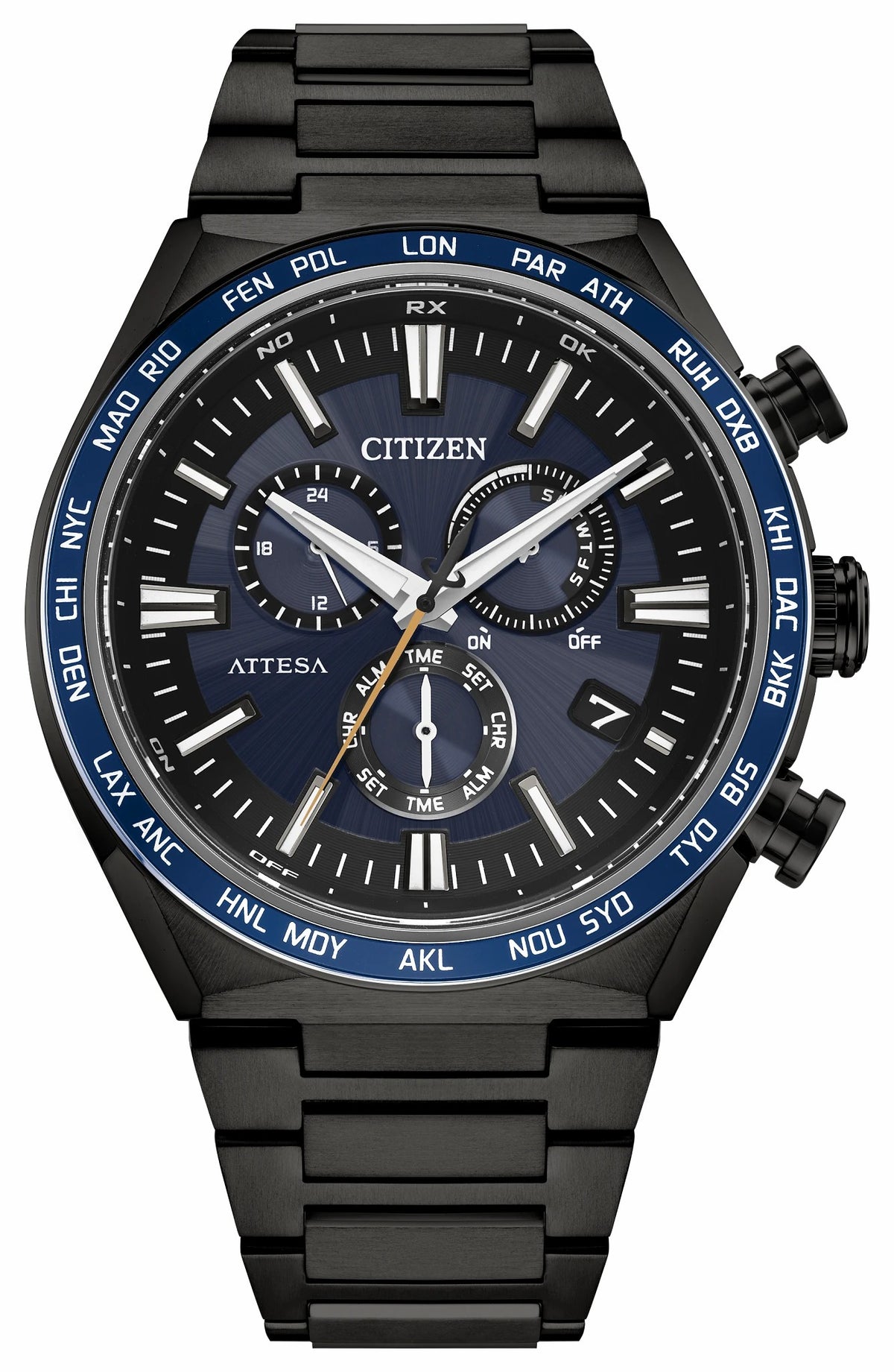 ATTESA Blue Dial Super Titanium with DLC Coating Bracelet CB5967-66L | Citizen Value