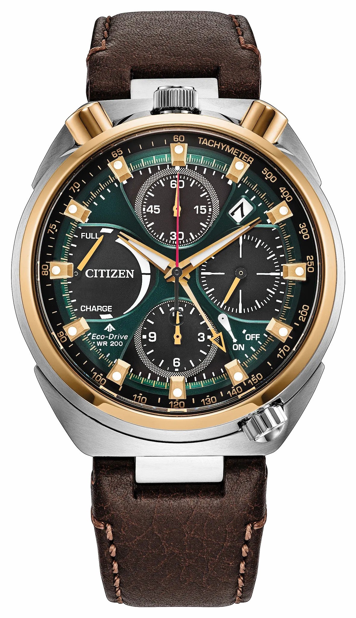 Promaster Tsuno Chrono Racer Green Dial Leather Strap AV0104-06W | Citizen Quality