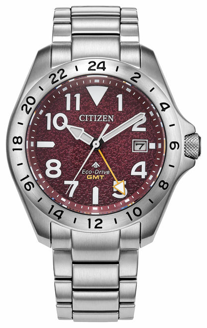 Promaster Land GMT Red Dial Stainless Steel Bracelet BJ7150-50W | Citizen Quality