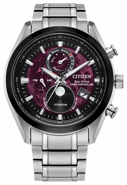 Tsuki-yomi A-T Red Dial Super Titanium Bracelet BY1018-55X | Citizen Discount