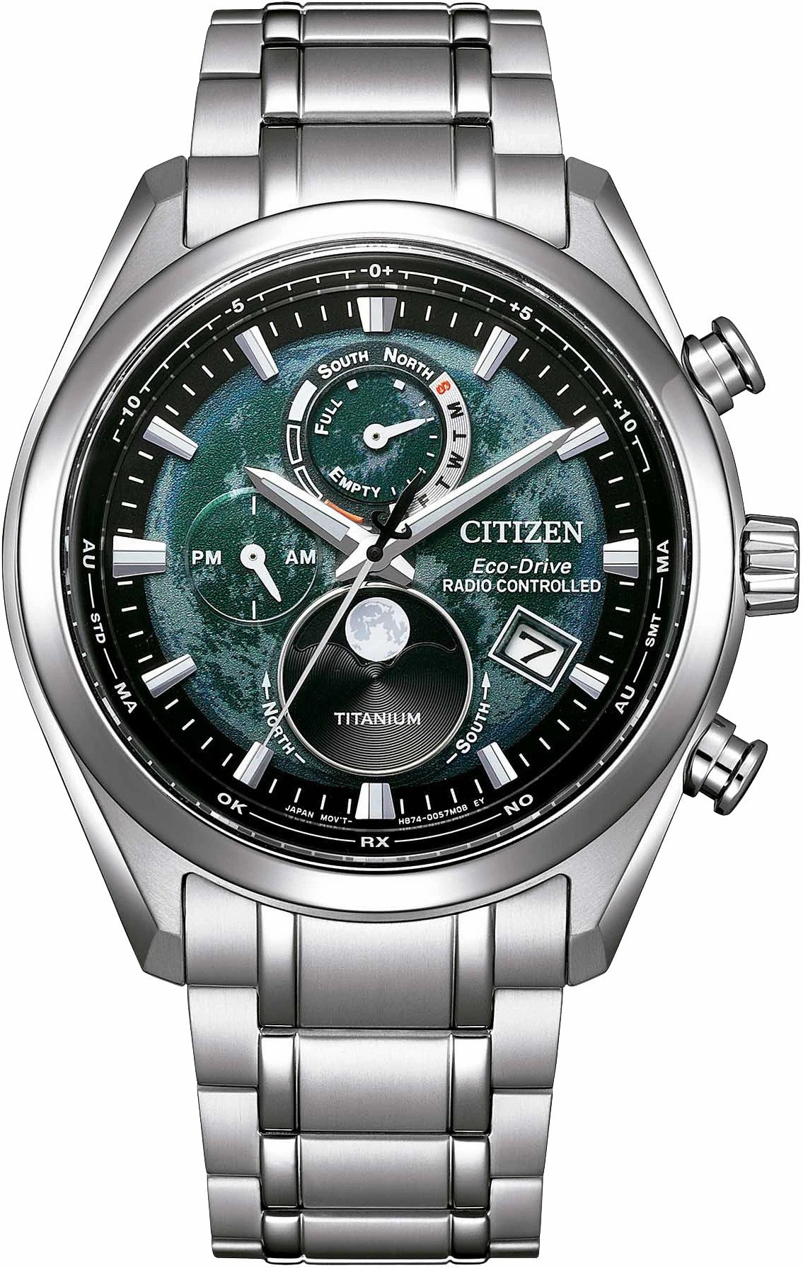 Tsuki-yomi A-T Green Dial Super Titanium Bracelet BY1010-57X | Citizen Hot Sale