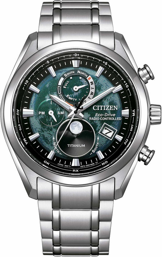 Tsuki-yomi A-T Green Dial Super Titanium Bracelet BY1010-57X | Citizen Hot Sale