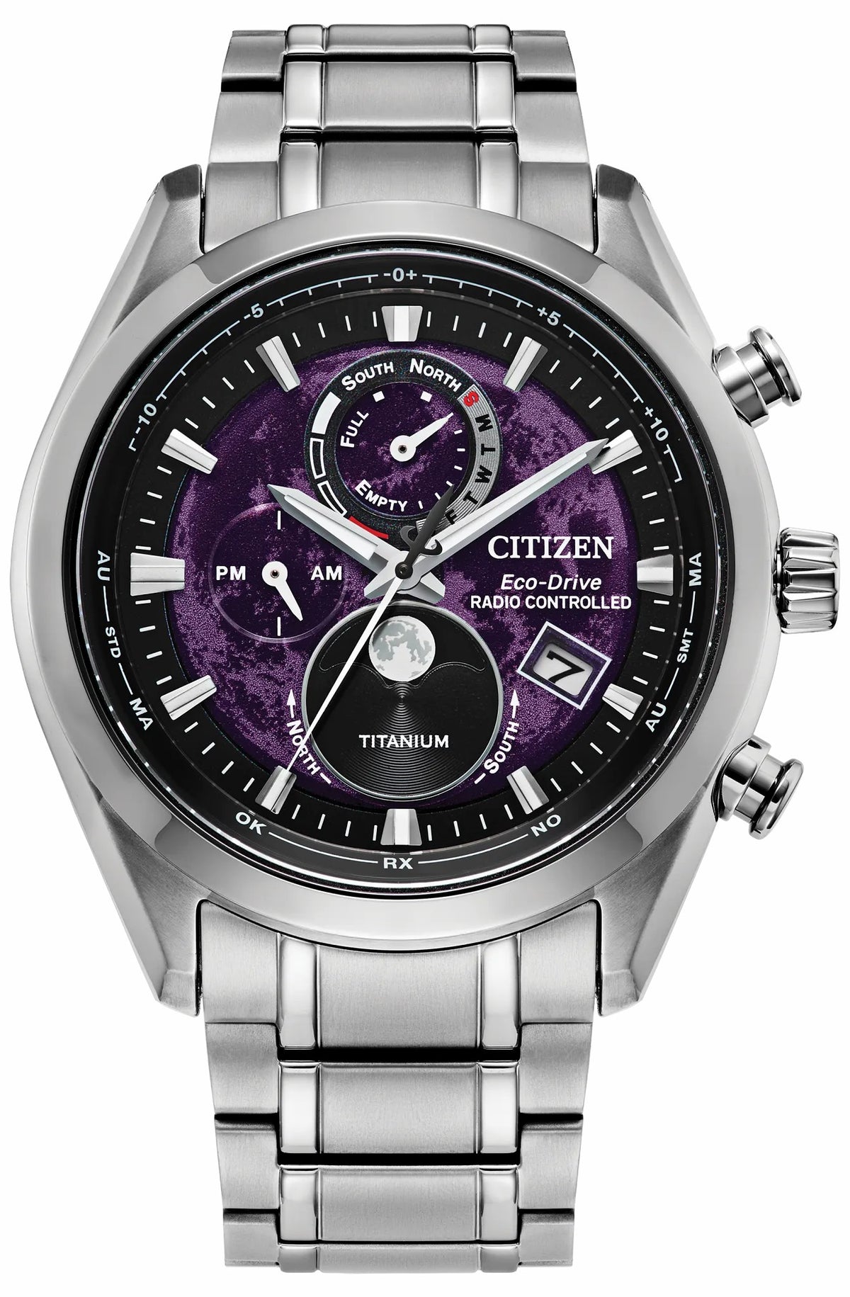 Tsuki-Yomi A-T Purple Dial Super Titanium Bracelet BY1010-81Z | Citizen Great Value