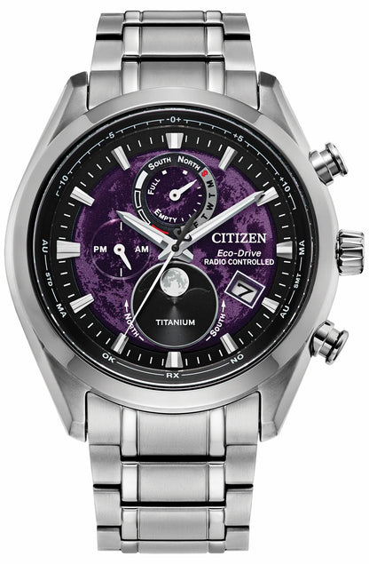 Tsuki-Yomi A-T Purple Dial Super Titanium Bracelet BY1010-81Z | Citizen Great Value