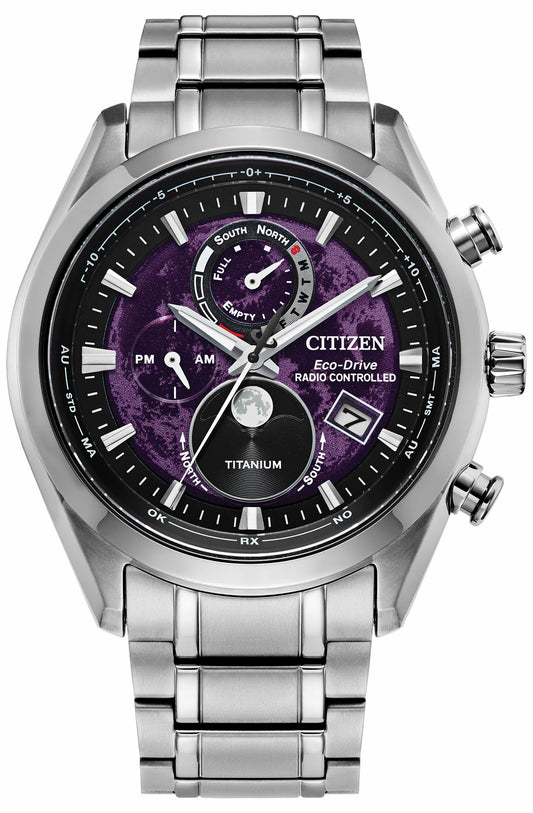 Tsuki-Yomi A-T Purple Dial Super Titanium Bracelet BY1010-81Z | Citizen Great Value