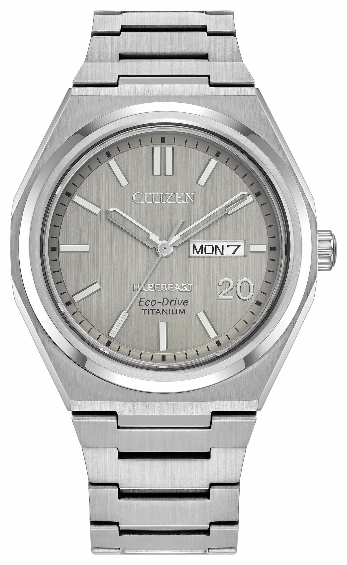 Zenshin Three-hand x Hypebeast Silver-Tone Dial Super Titanium with Duratect Platinum Bracelet AW0138-59A | Citizen Hot Sale