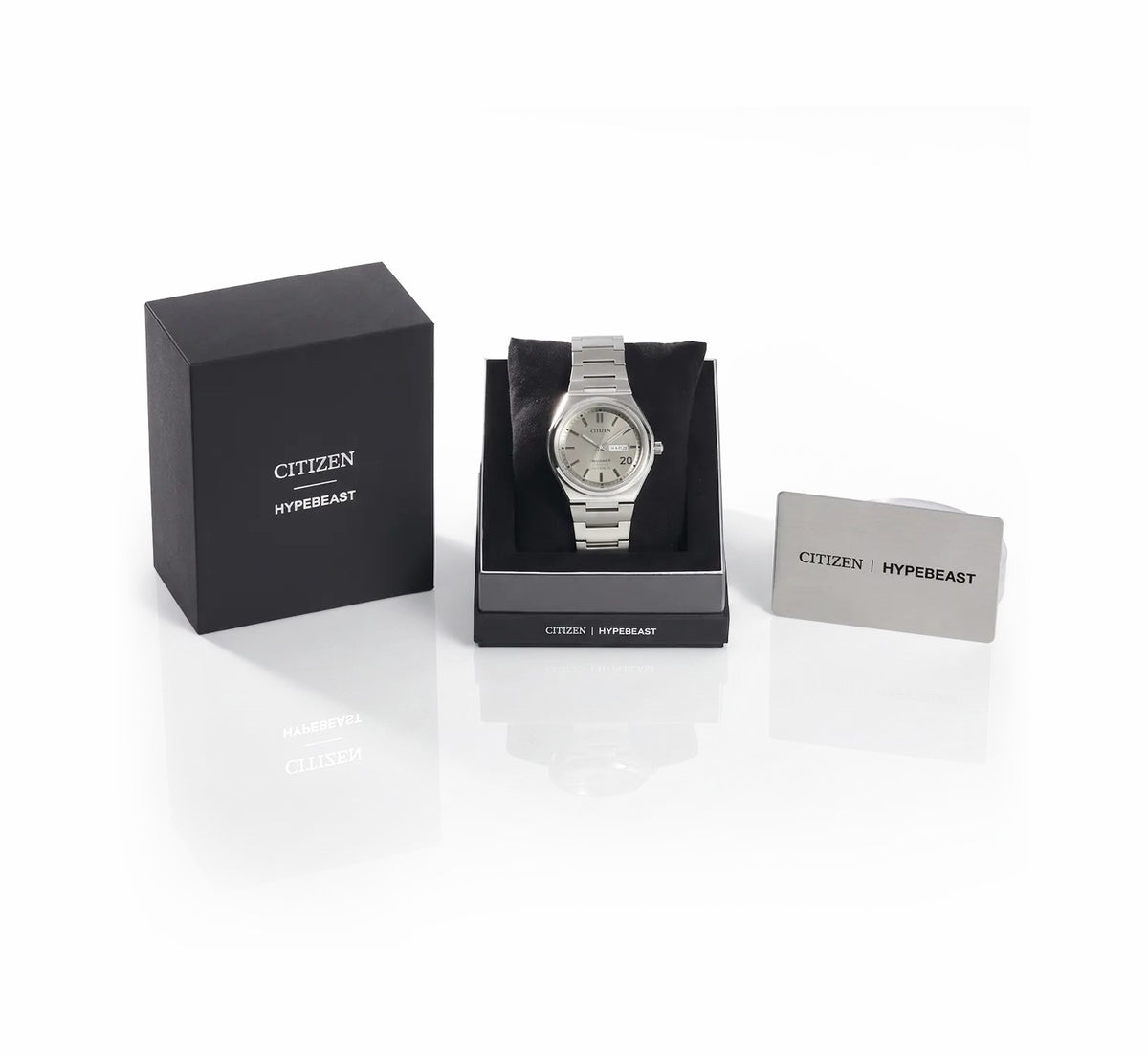 Zenshin Three-hand x Hypebeast Silver-Tone Dial Super Titanium with Duratect Platinum Bracelet AW0138-59A | Citizen Hot Sale