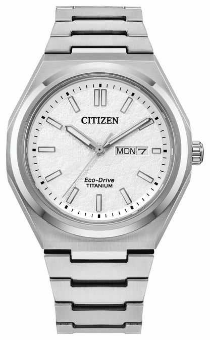 Zenshin Three-hand White Dial Super Titanium Bracelet AW0130-85A | Citizen Discount