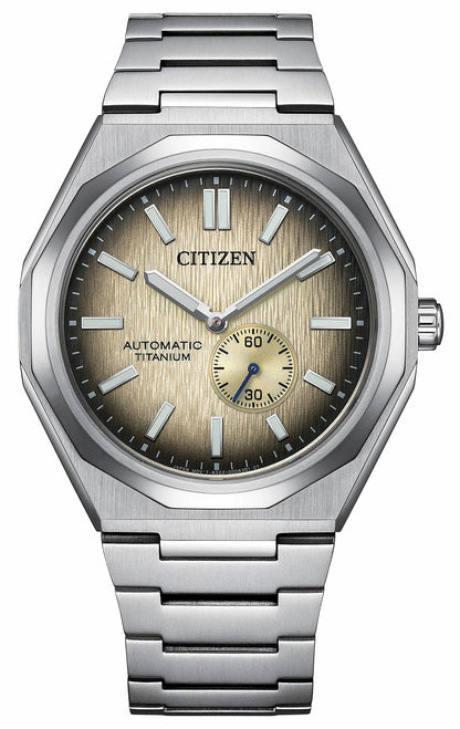 Zenshin 60 Mechanical Beige Dial Super Titanium Bracelet NK5020-58P | Citizen Recommended