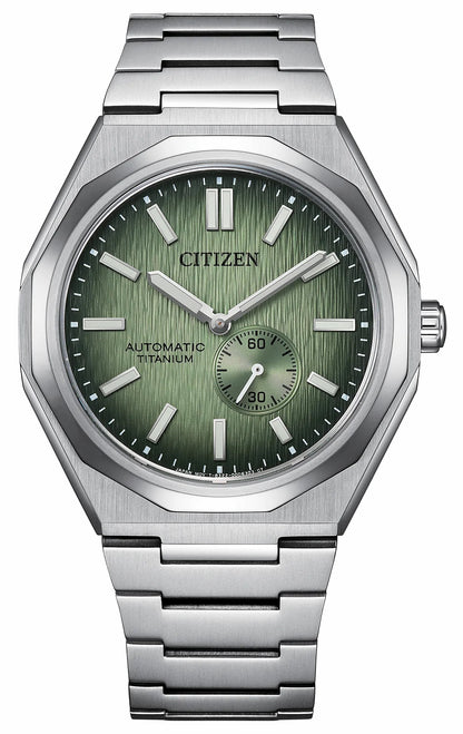 Zenshin 60 Mechanical Green Dial Super Titanium Bracelet NK5020-58X | Citizen Smart Buy