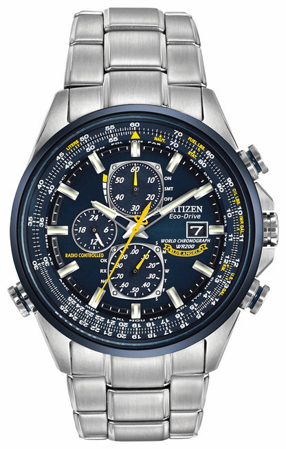 World Chronograph A-T - Men's Eco-Drive Steel Blue Dial Watch | Citizen Latest