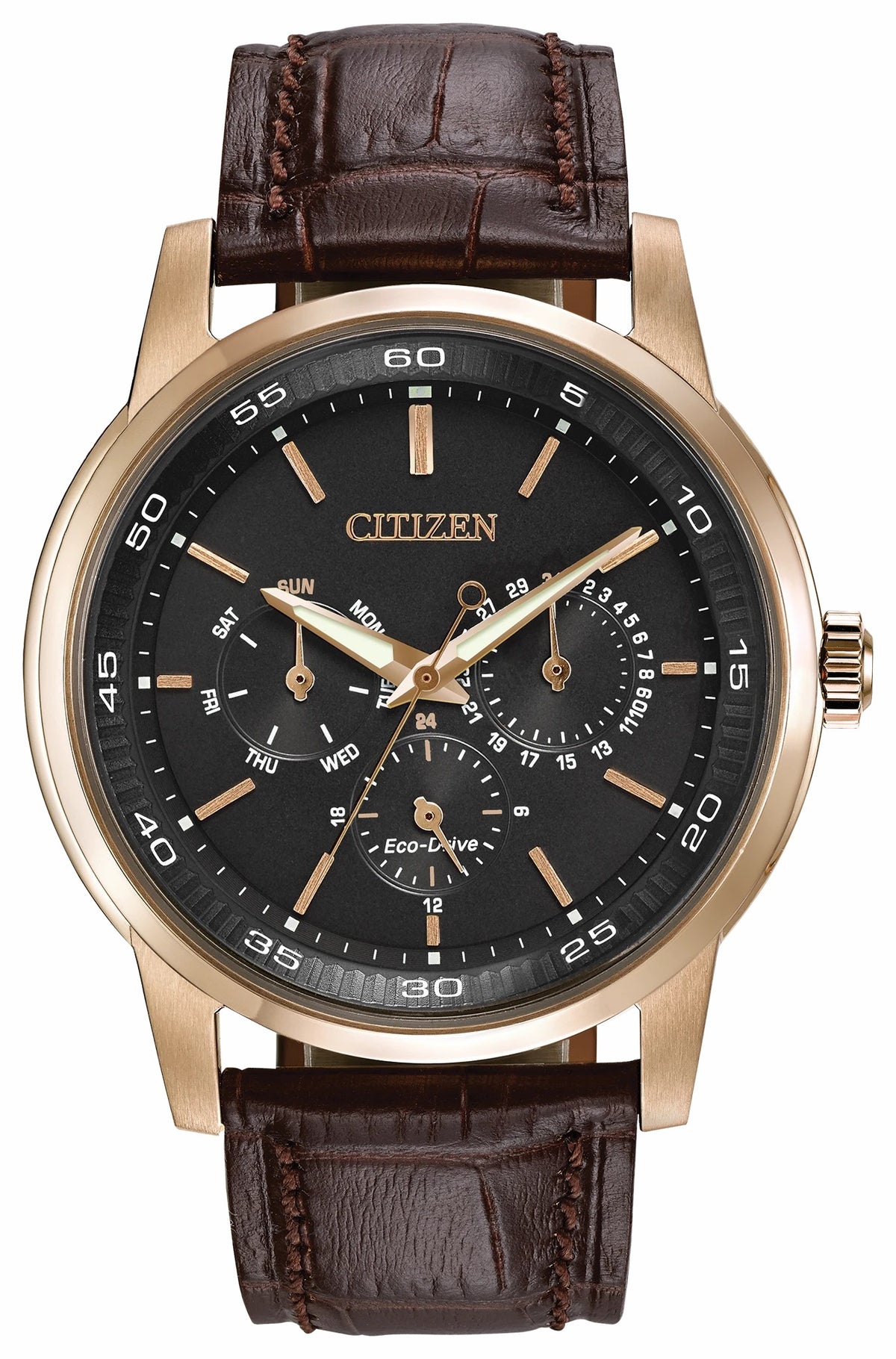 Corso - Men's Eco-Drive BU2013-08E Rose Gold Leather Watch | Citizen Trending