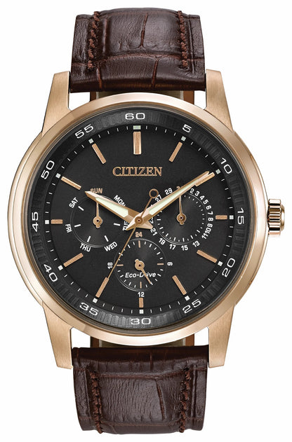 Corso - Men's Eco-Drive BU2013-08E Rose Gold Leather Watch | Citizen Trending