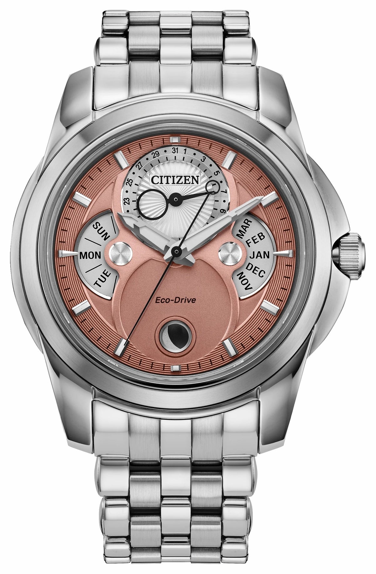 Calendrier Salmon Dial Stainless Steel Bracelet BU0080-52X | Citizen Top Pick