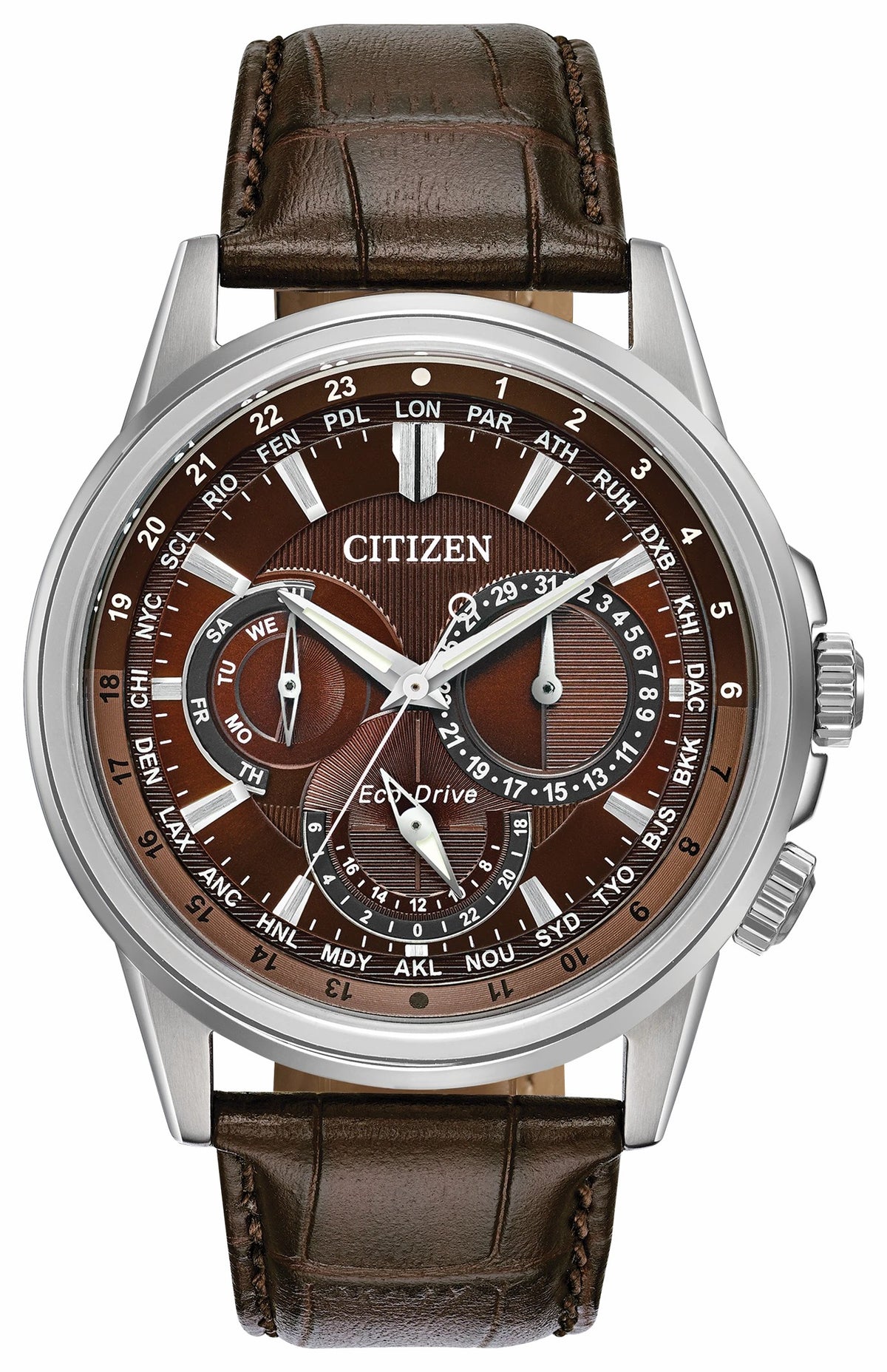 Calendrier - Men's Eco-Drive BU2020-29X Brown Leather Watch | Citizen Everyday