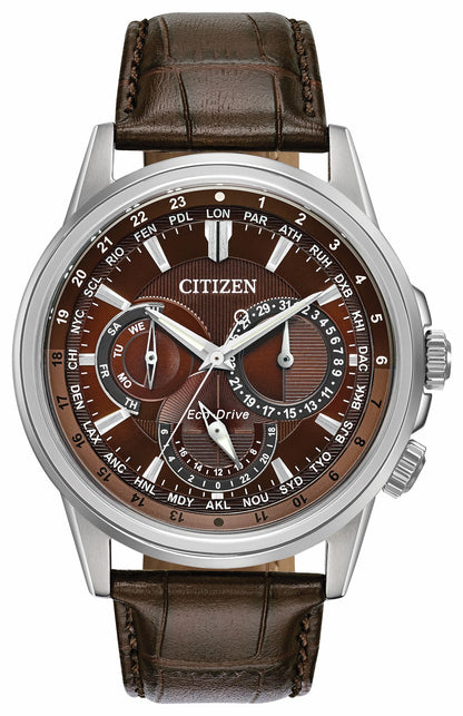 Calendrier - Men's Eco-Drive BU2020-29X Brown Leather Watch | Citizen Everyday