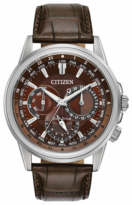 Calendrier - Men's Eco-Drive BU2020-29X Brown Leather Watch | Citizen Everyday