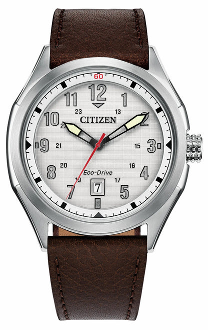 Terra Force Silver-Tone Dial Leather Strap AW1890-19B | Citizen Best Price