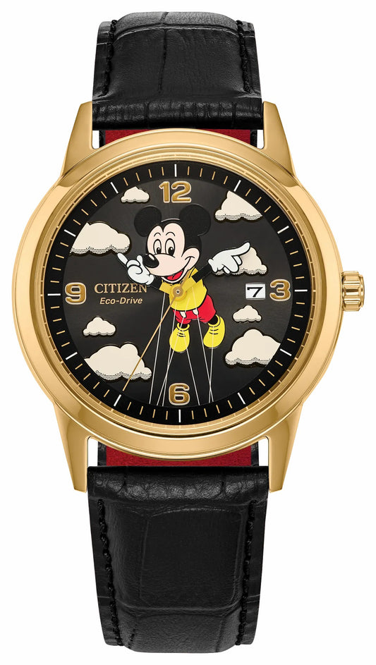Soaring High Mickey Mouse Black Dial Leather Strap AW1862-06W | Citizen Signature