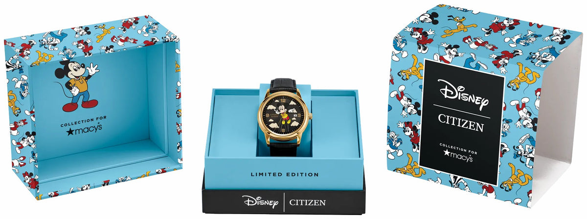 Soaring High Mickey Mouse Black Dial Leather Strap AW1862-06W | Citizen Signature