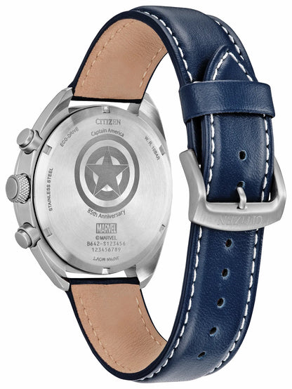 Captain America 85th Anniversary Blue Dial Leather Strap CA7046-46W | Citizen Top Pick