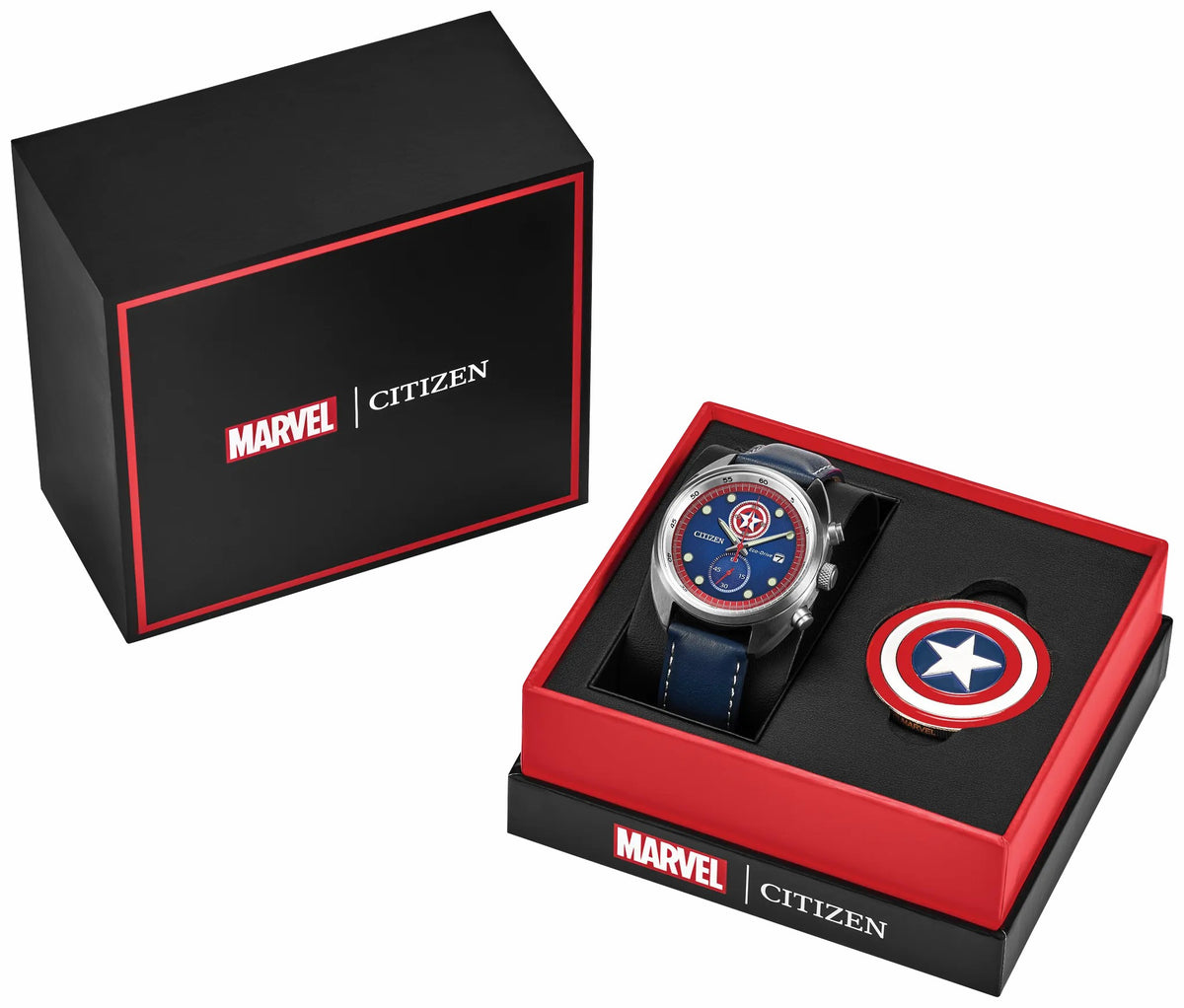 Captain America 85th Anniversary Blue Dial Leather Strap CA7046-46W | Citizen Top Pick