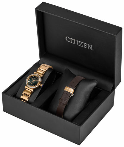 Citizen L Mae Green Dial Stainless Steel Bracelet EM1123-62X | Citizen Hot Sale