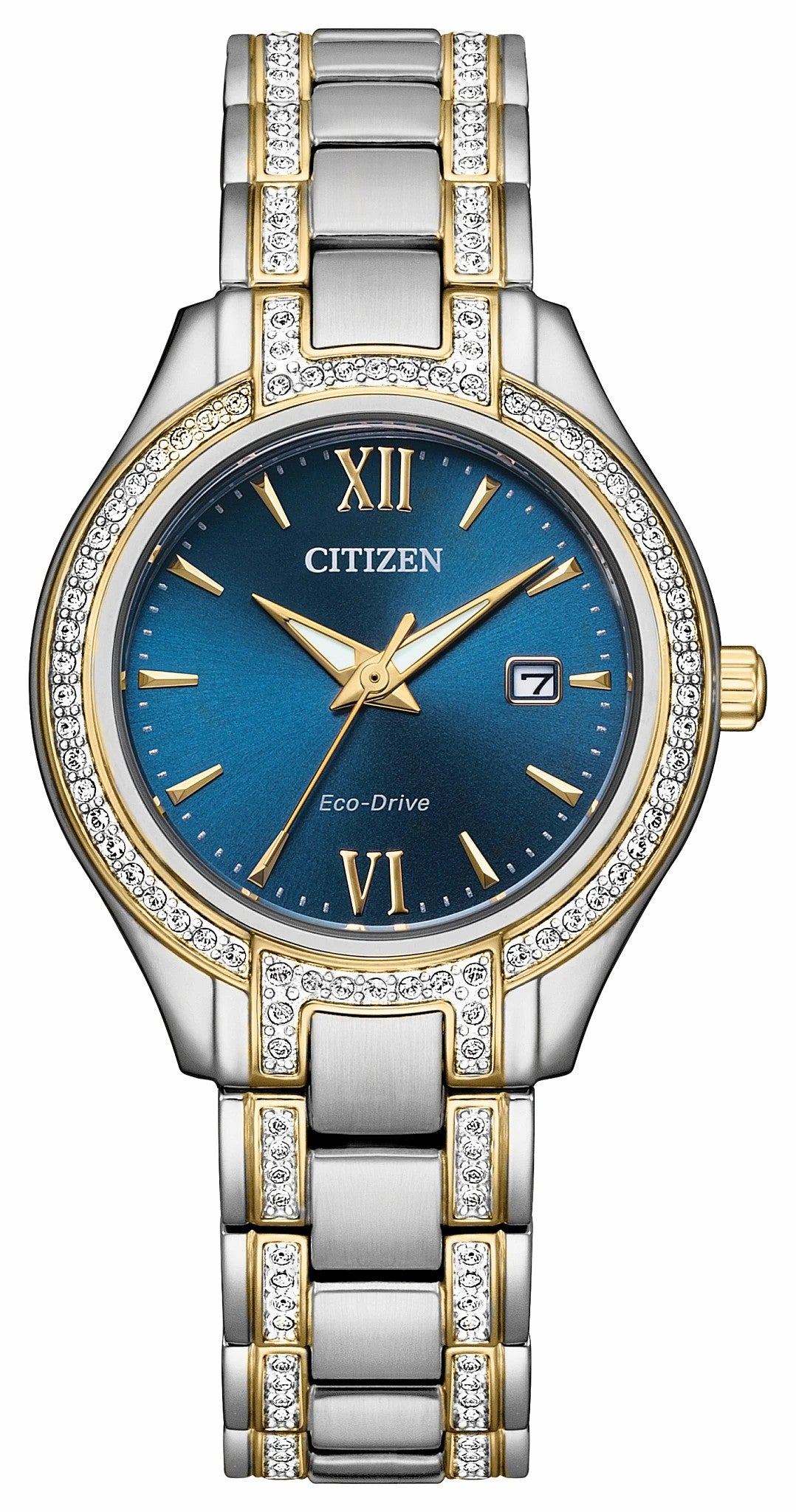 Silhouette Crystal Navy Dial Stainless Steel Bracelet FE1234-50L | Citizen Best Seller