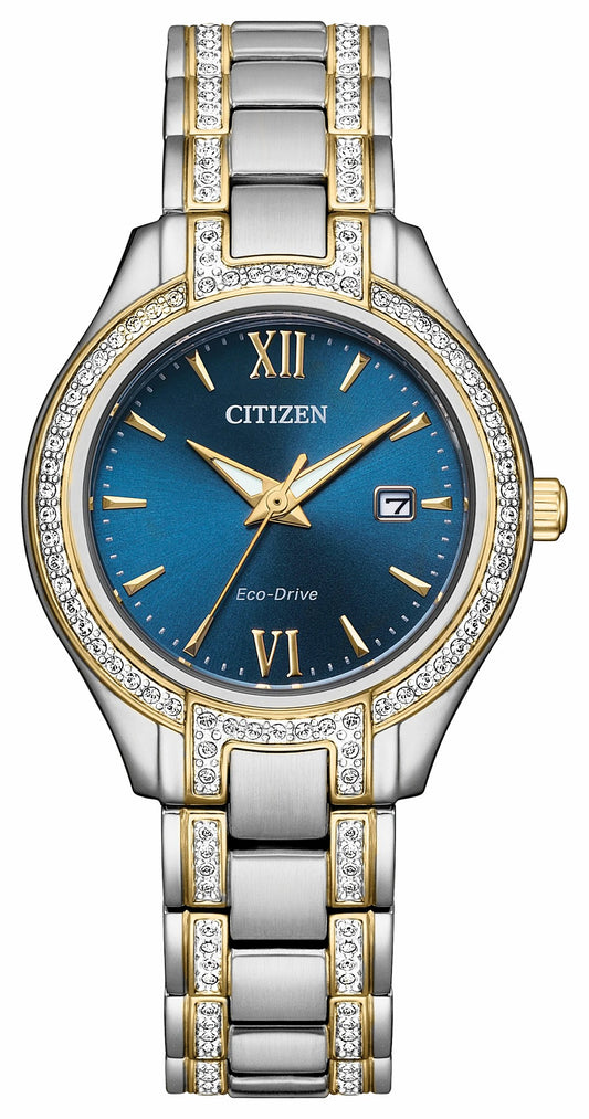 Silhouette Crystal Navy Dial Stainless Steel Bracelet FE1234-50L | Citizen Best Seller