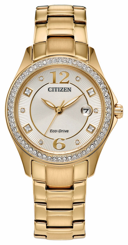 Crystal Champagne Dial Stainless Steel Bracelet FE1147-79P | Citizen Latest