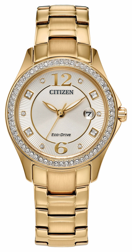 Crystal Champagne Dial Stainless Steel Bracelet FE1147-79P | Citizen Latest