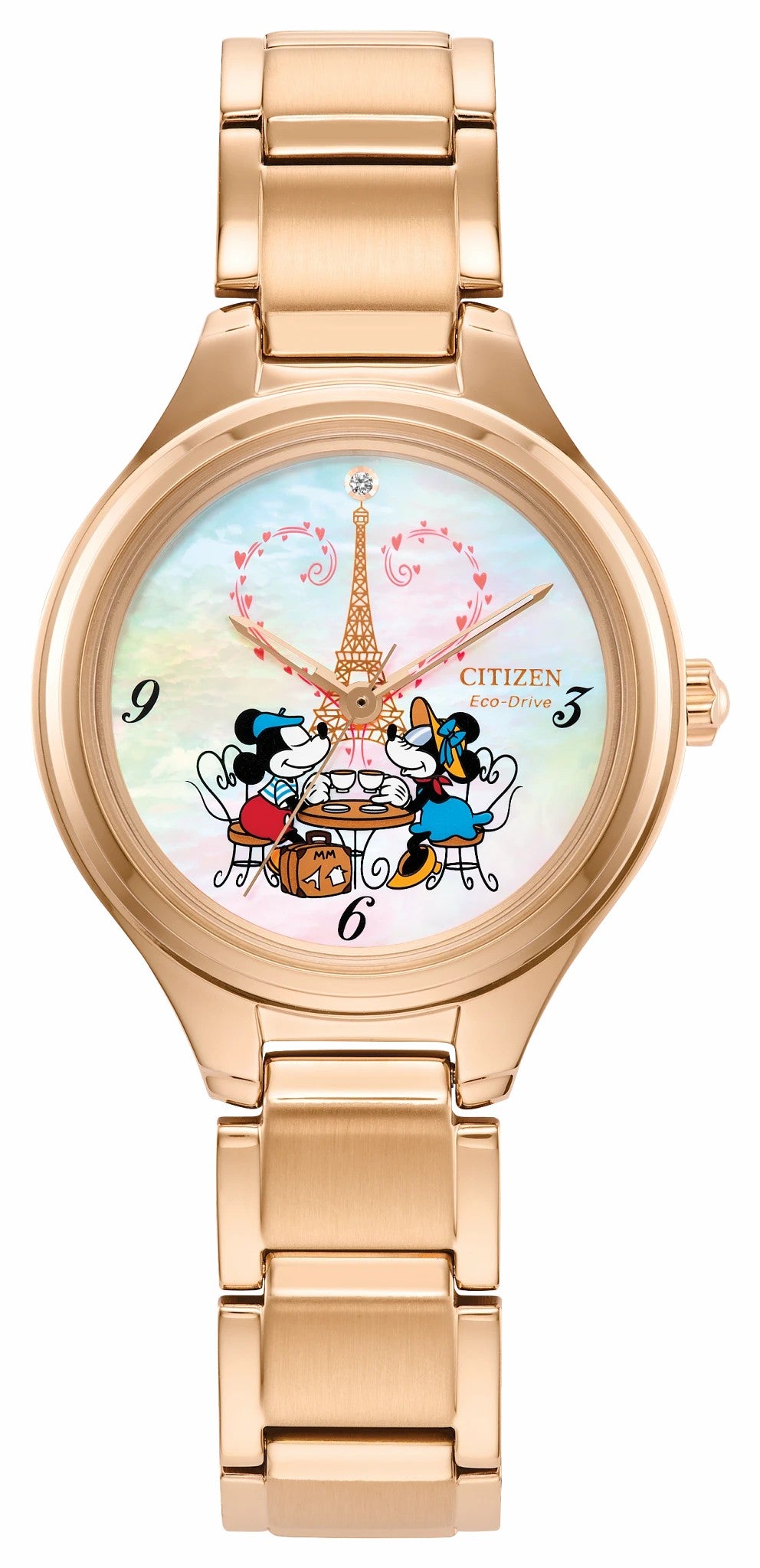Mickey Mouse & Minnie Mouse Take Paris White Dial Stainless Steel Bracelet FE2103-52D | Citizen Smart Buy