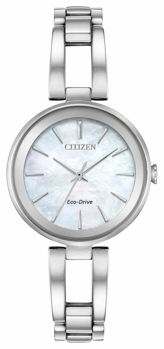 Axiom - Ladies Eco-Drive EM0630-51D Steel Pearl Dial Watch | Citizen Classic