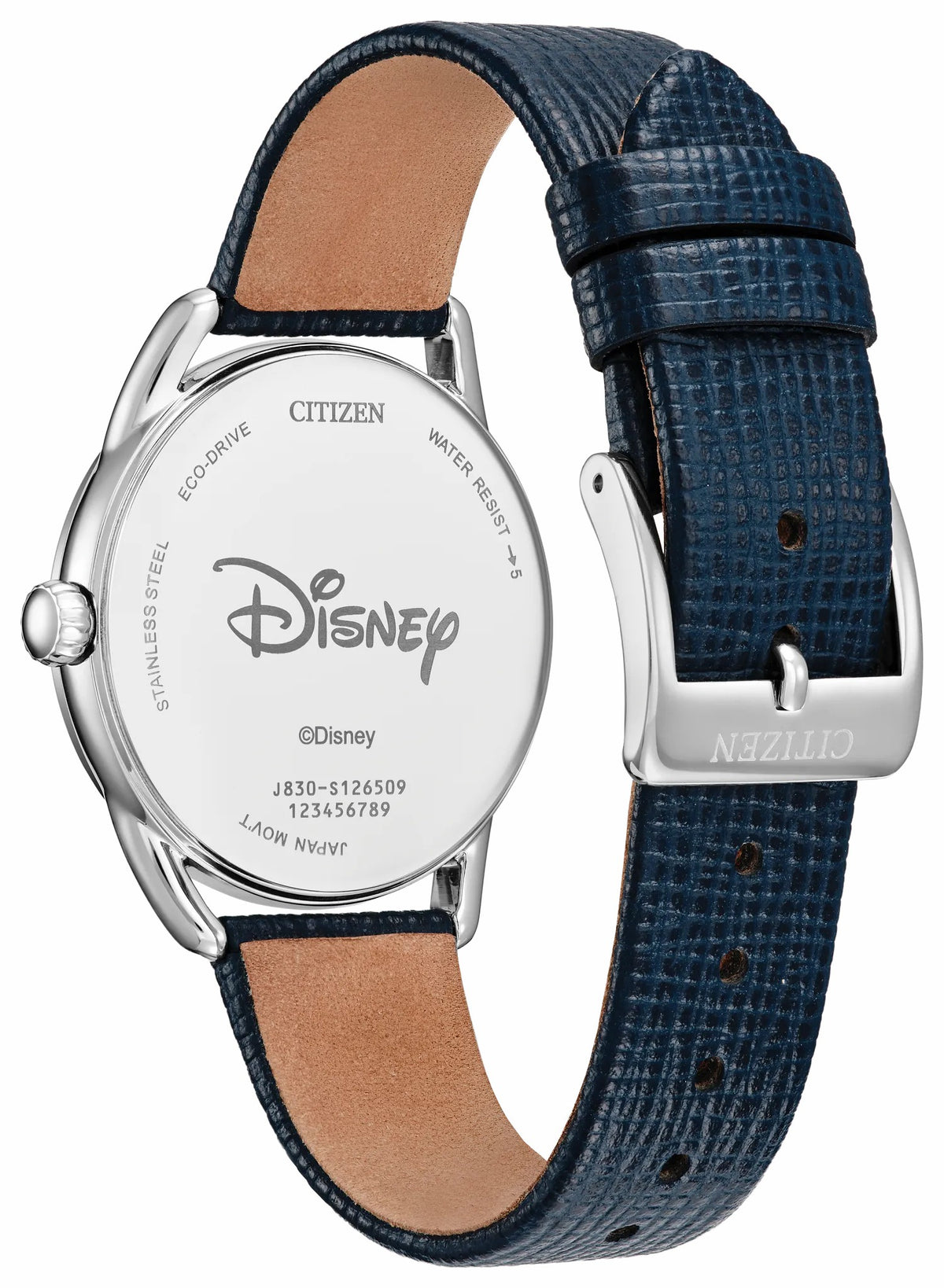 Mickey Mouse and Minnie Mouse Picnic Pedal Blue Dial Leather Strap FE7097-05W | Citizen Essential