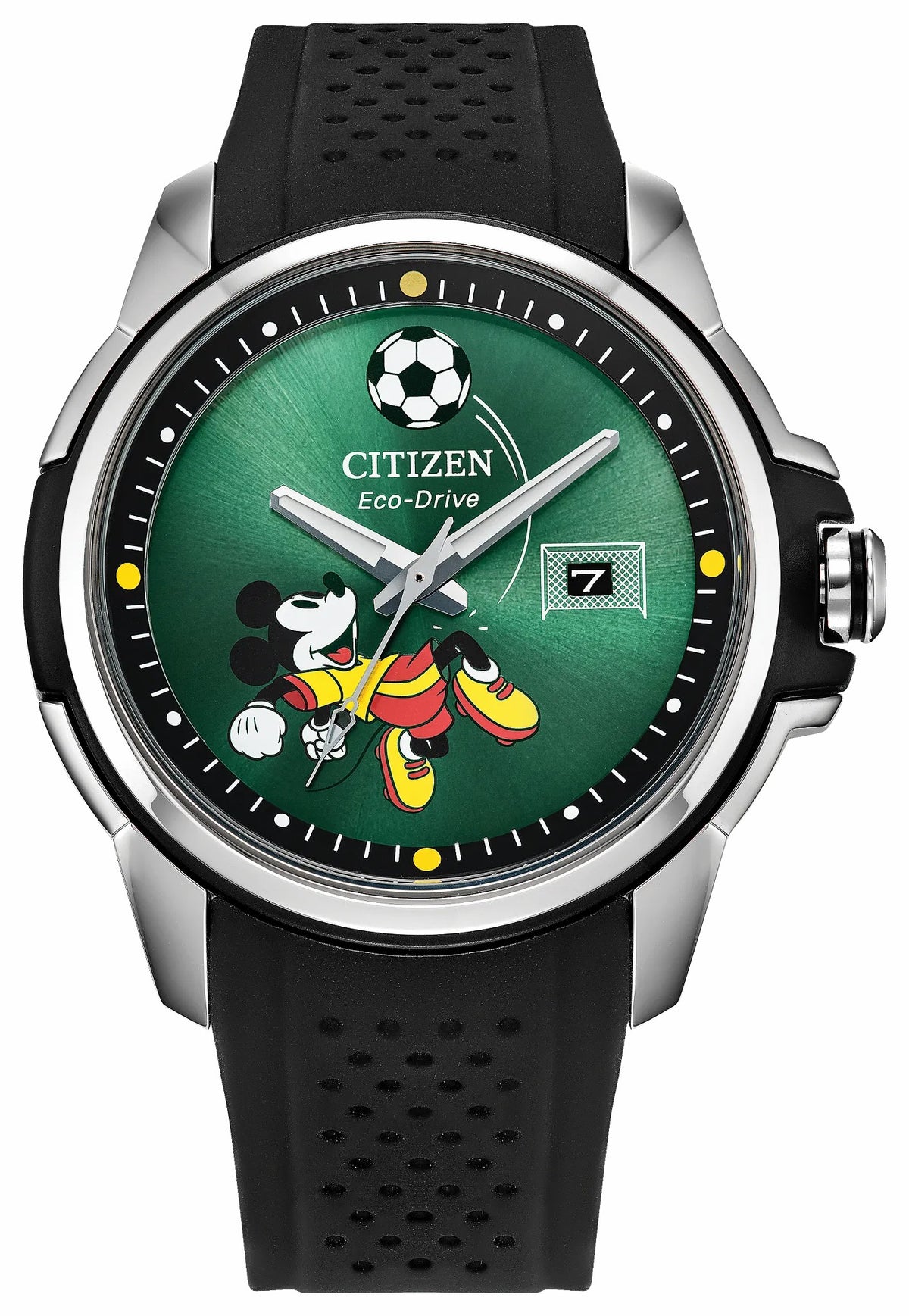 Mickey Mouse Goalie Green Dial Silicone Strap AW1656-08W | Citizen Hot Sale
