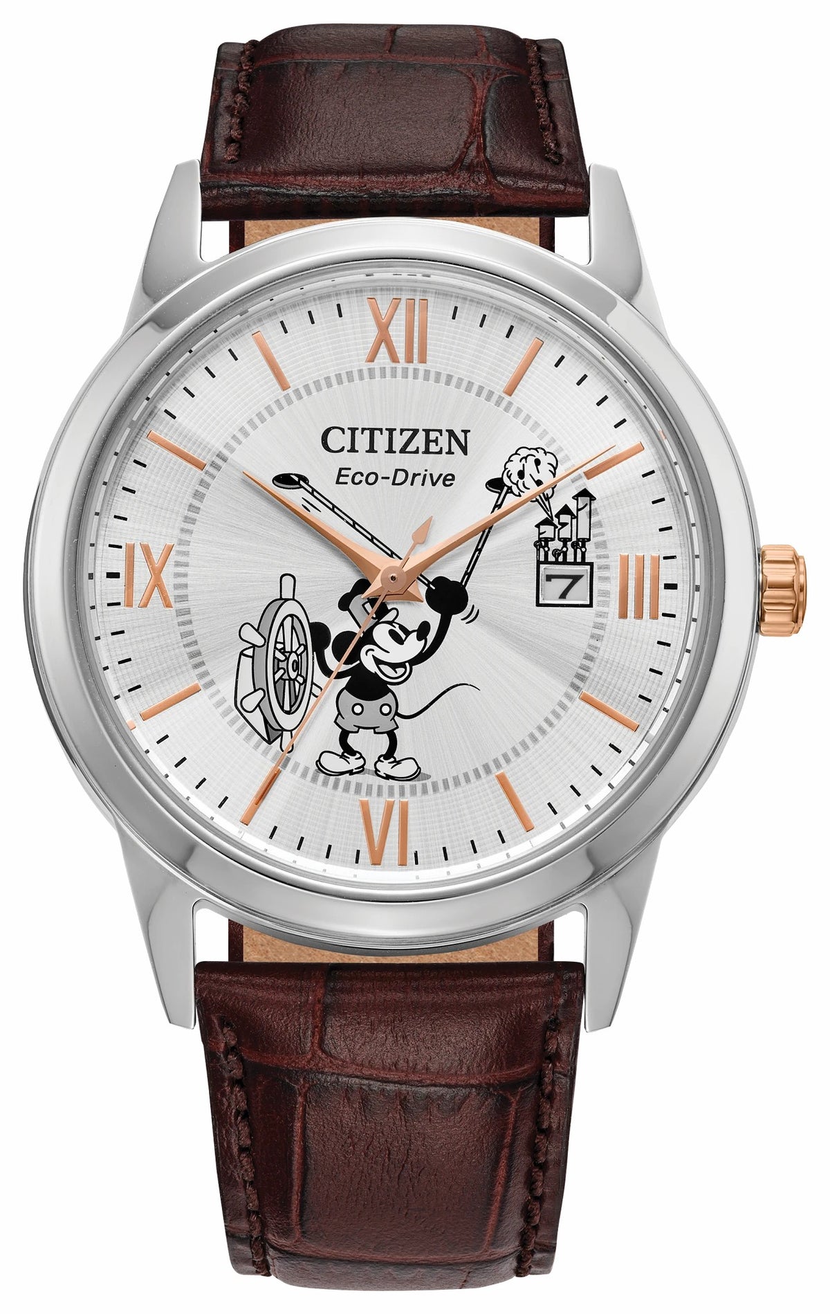 Steamboat Willie 1928 Silver-Tone Dial Leather Strap AW1788-07W | Citizen Value