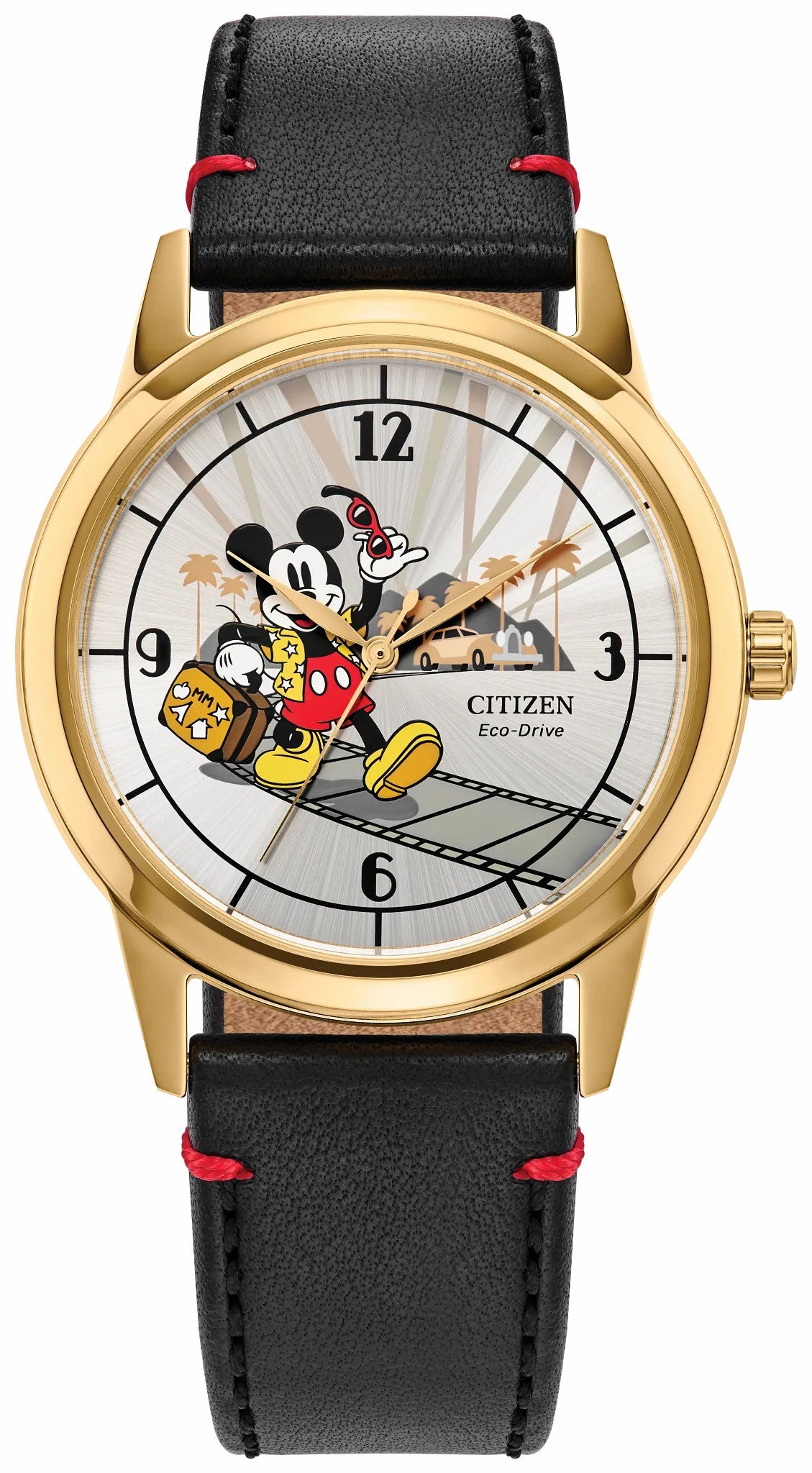 Mickey Mouse Takes Hollywood Silver-Tone Dial Leather Strap FE7063-07W | Citizen Essential
