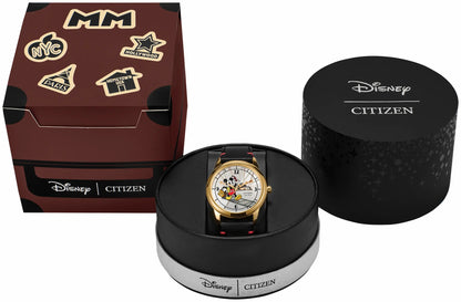 Mickey Mouse Takes Hollywood Silver-Tone Dial Leather Strap FE7063-07W | Citizen Essential
