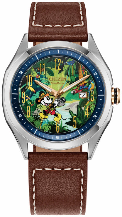 Mickey Mouse Explorer Green Dial Leather Strap AW1149-06W | Citizen Signature