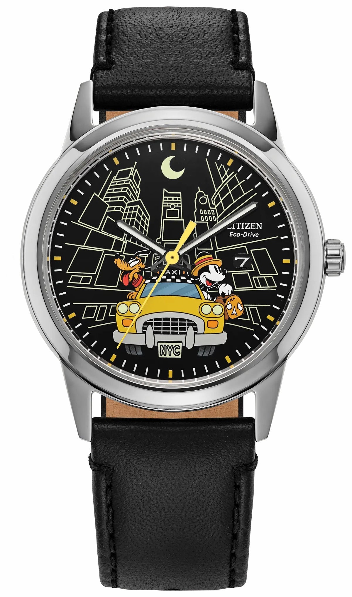 Mickey Mouse & Pluto Take NYC Black Dial Leather Strap AW1860-01W | Citizen Sale
