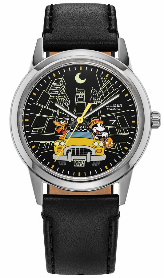 Mickey Mouse & Pluto Take NYC Black Dial Leather Strap AW1860-01W | Citizen Sale