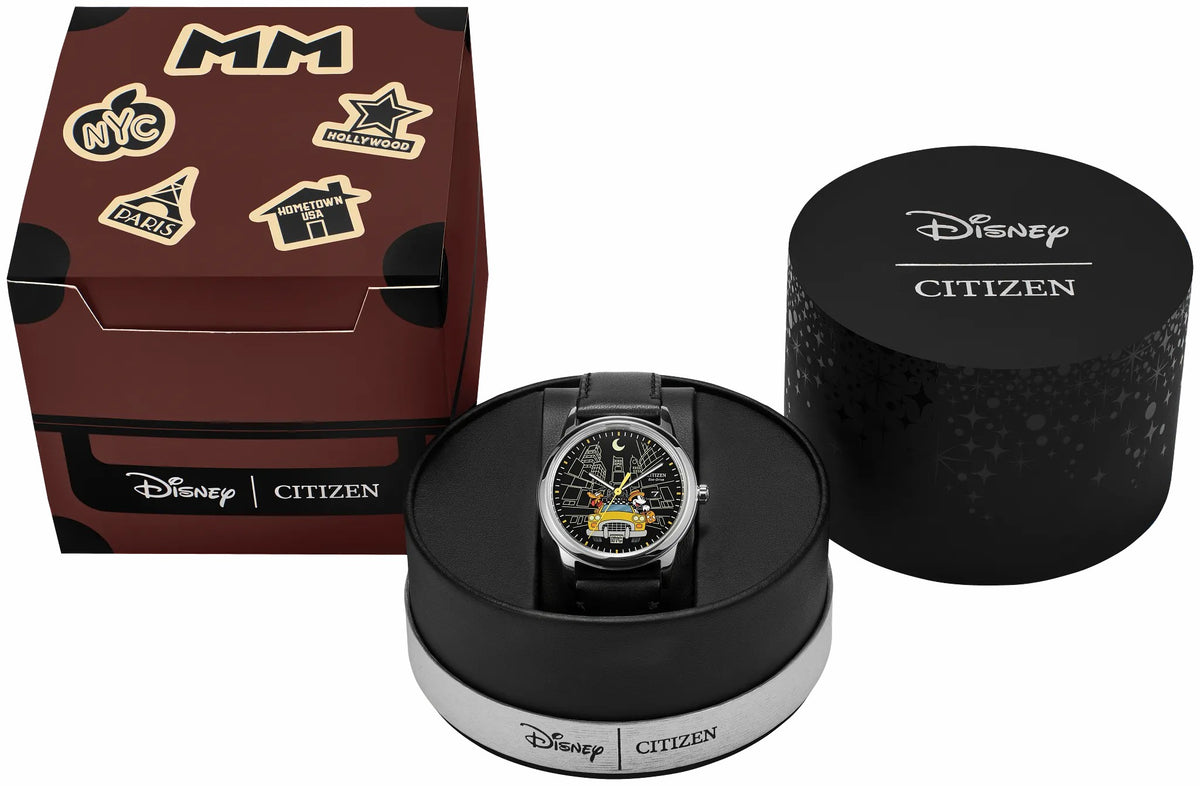 Mickey Mouse & Pluto Take NYC Black Dial Leather Strap AW1860-01W | Citizen Sale