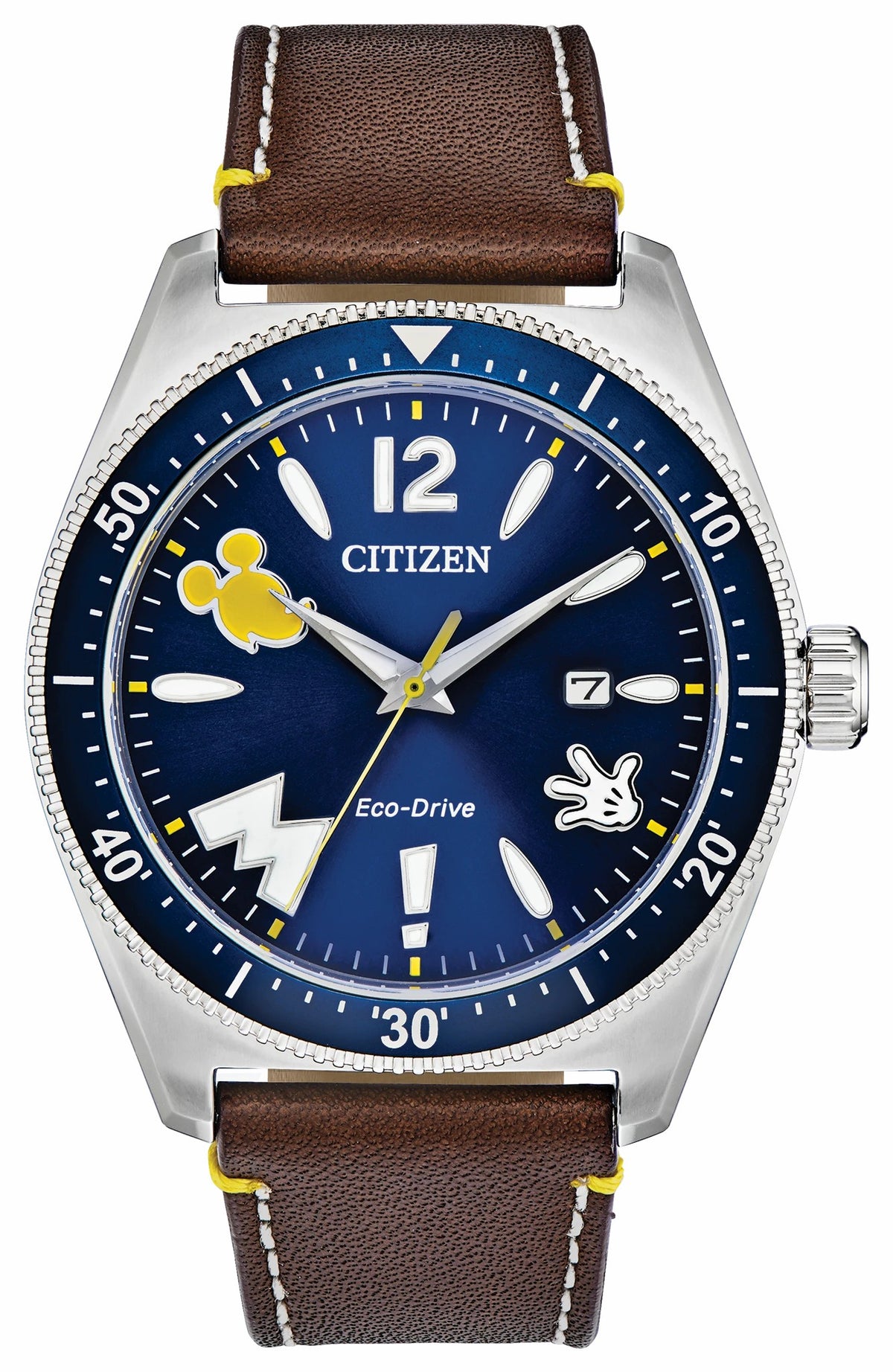 Mickey Mouse Blue Dial Leather Strap AW1599-00W | Citizen Featured
