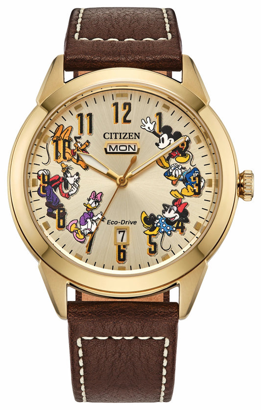 Donald Duck and Crew Beige Dial Leather Strap AW0093-04W | Citizen Featured