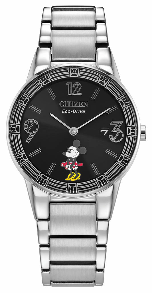 Minnie Mouse Black Dial Stainless Steel Bracelet GA1071-51W | Citizen Value