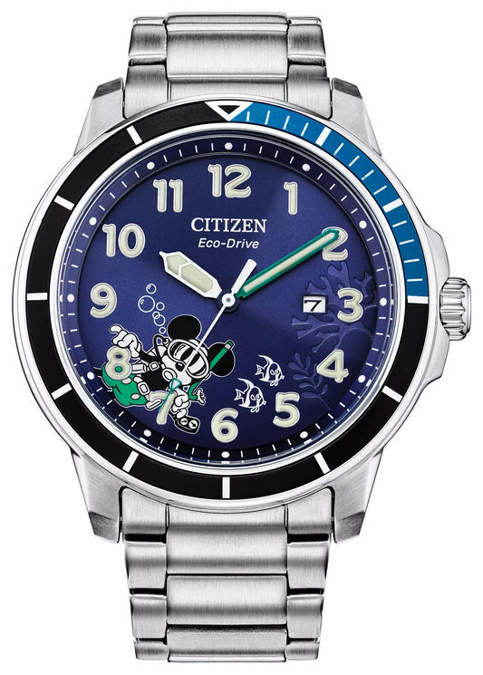 Mickey Water Sport Blue Dial Stainless Steel Bracelet AW1529-81W | Citizen Hot Sale