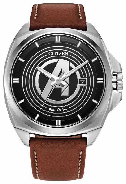 Avengers Legacy Black Dial Leather Strap AW1721-08W | Citizen Signature