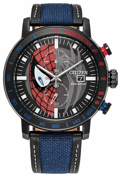 Spider-Man Double Vision Multiple Dial Nylon & Leather Strap CA0855-47W | Citizen Top Pick
