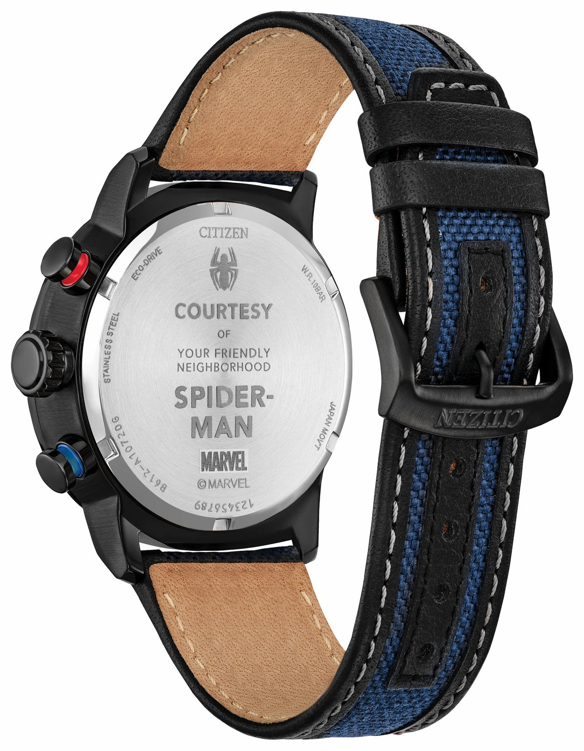 Spider-Man Double Vision Multiple Dial Nylon & Leather Strap CA0855-47W | Citizen Top Pick