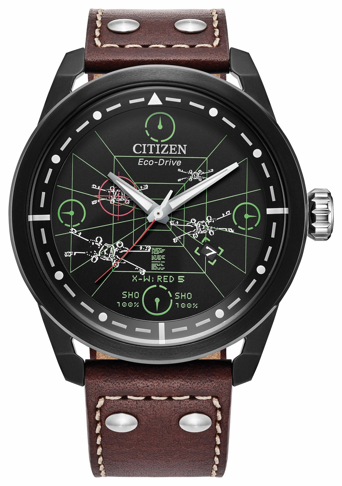 X-Wing and TIE Fighter Black Dial Leather Strap AW1738-05W | Citizen Latest
